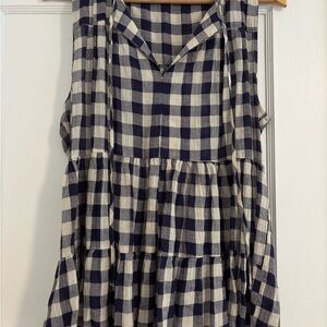 Anthro Checkered Sleeveless Tunic Top